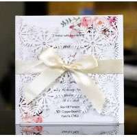 Christmas White Snowflake Card Laser Bowknot Invitation Card